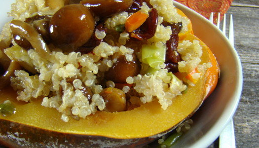Chestnut, Mushroom, Cherry & Quinoa stuffed Acorn Squash