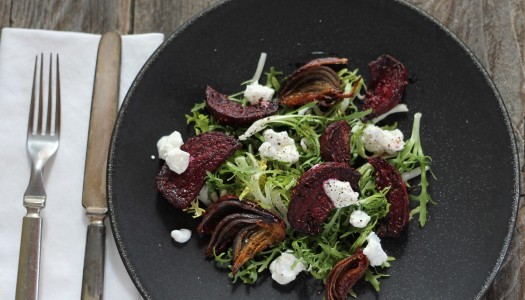 Escarole and Beets with Goat Cheese Dressing